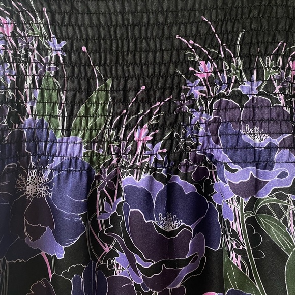 Portmans Black & Purple Butterfly Sleeves Shirring Bust Tank Size 10 - Picture 2 of 13